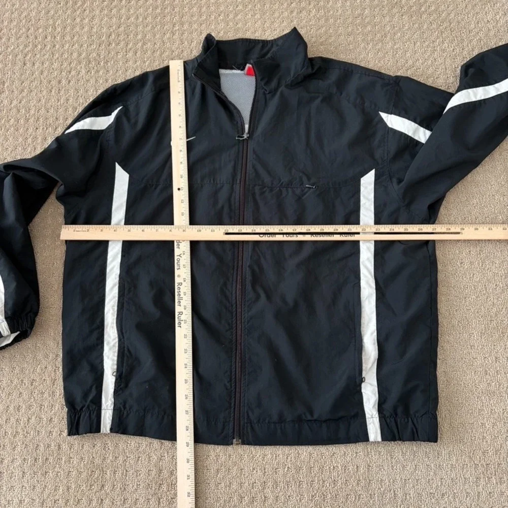 Vintage Nike Windbreaker Swoosh Jacket Men XL Black‎ White Full Zip Mesh Lined